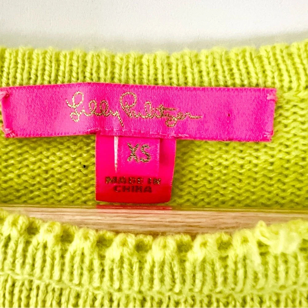 LILLY PULITZER | Tekla Bauble Yellow Pull Over Knit Sweater Lime Green Size xs - Picture 9 of 11